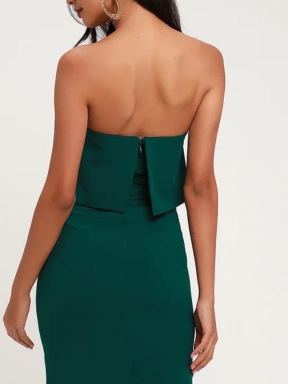 Strapless Emerald Green Midi Dress